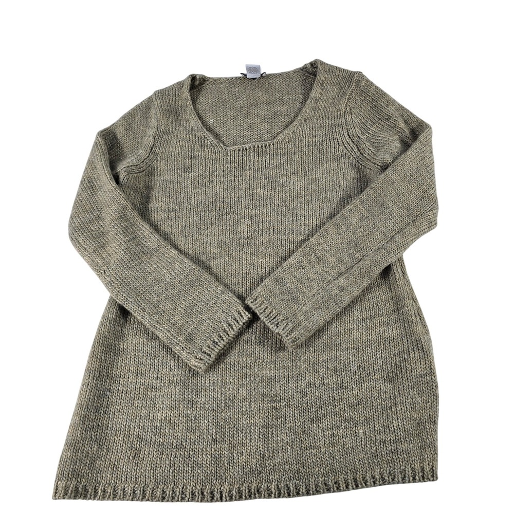 Soft Surroundings Taupe Wool Alpaca Blend Scoop Neck Knit Tunic Sweater PM 34975